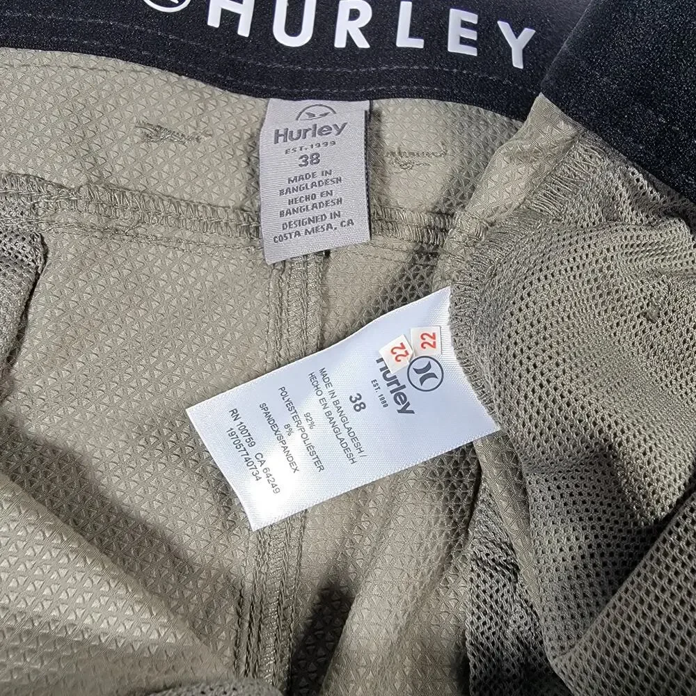 NWT Hurley Trek Hybrid Shorts Mens 38 Olive 4 Way Stretch Water Repellent Hiking
